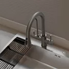 Welland Clearwater 3 utas / vízszűrős mosogató csaptelep - kihúzható zuhanyfej (gunmetal)