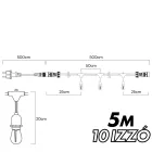 Kültéri lámpafüzér LED izzókkal - 5méter - 10db LED izzó - Kerti izzósor, girland, dekorációs világítás - IP44