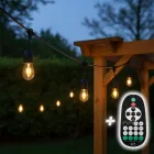 Kültéri fényfüzér kerti égősor girland 15m - 30db izzó + távirányító | Sorolható IP44 E27