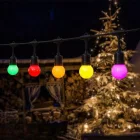 Kültéri fényfüzér kerti égősor girland 20m + 20db színes parti izzó - Sorolható IP44 E27