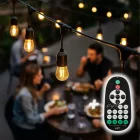 Kültéri fényfüzér kerti égősor girland 20m - 20db izzó + távirányító | Sorolható IP44 E27