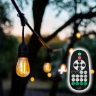 Kültéri fényfüzér kerti égősor girland 20m - 20db izzó + távirányító | Sorolható IP44 E27