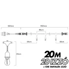 Kültéri lámpafüzér LED izzókkal - 20méter - 20db LED izzó - Kerti izzósor, girland, dekorációs világítás - IP44