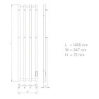 Elektromos design radiátor digitális termosztáttal 350x1400mm fekete Welland Lux - Készletről - Gyors kiszállítással